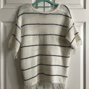 Navy blue and white stripes crochet/sweater top